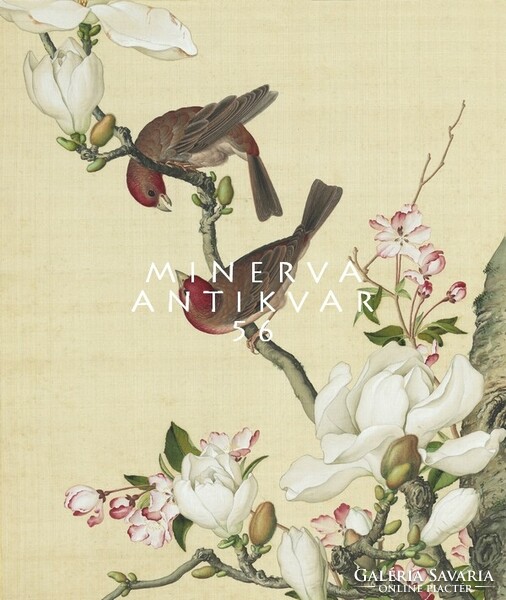 18. századi kínai selyem festmény reprint nyomata, virágzó almafa, fehér magnólia, ázsiai madarak