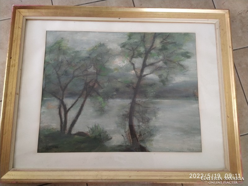 Németh Zsuzsa Dunapart c. képcsarnokos festménye