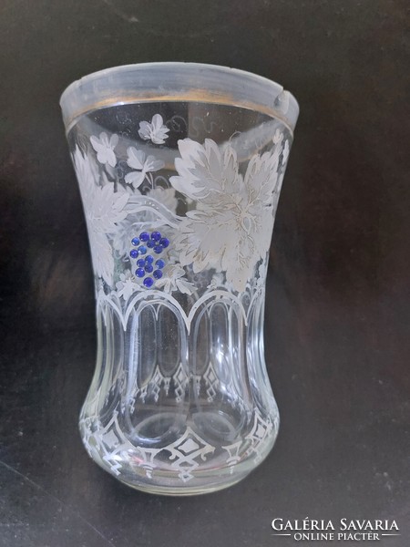 A real rarity! Biedermeier decorative glass with grape pattern