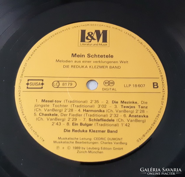 Jewish vinyl record: die reduka klezmer band: mein schtetele - klezmer - vinyl lp - judaica