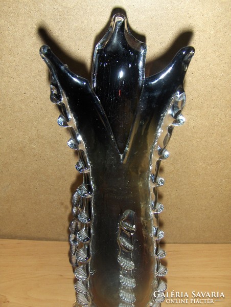 Impressive flawless smoky broken glass vase 41 cm high (1 / d)