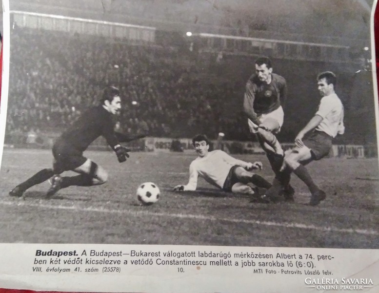 Photograph by László Petrovits on October 7, 1967. Football match, sport, soccer, football