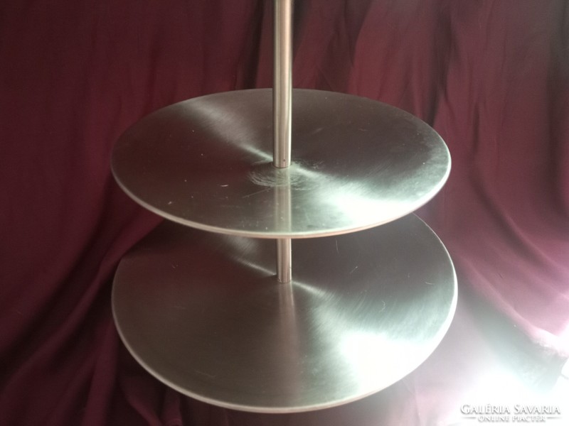 Elegant Italian barely used stainless steel three-tier offering
