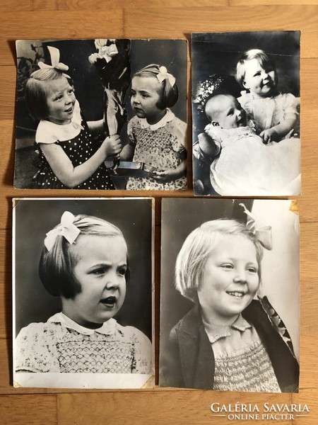 4 db Holland királyi család - Margriet és Beatrix hercegnő gyerekkori fénykép, kép