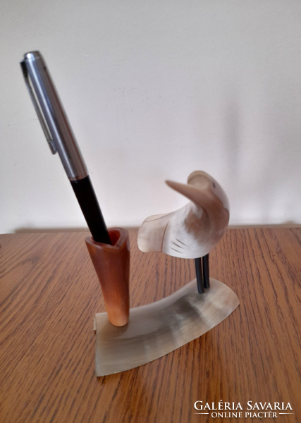Art deco horn pen holder on desk