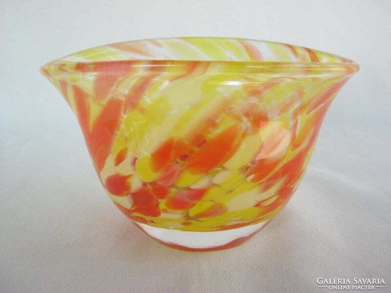 Retro ... Interesting shaped yellow-orange glass vase