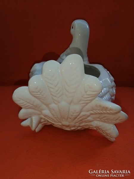 Large porcelain dove figurine with flowerpot. With the indication of Romania.