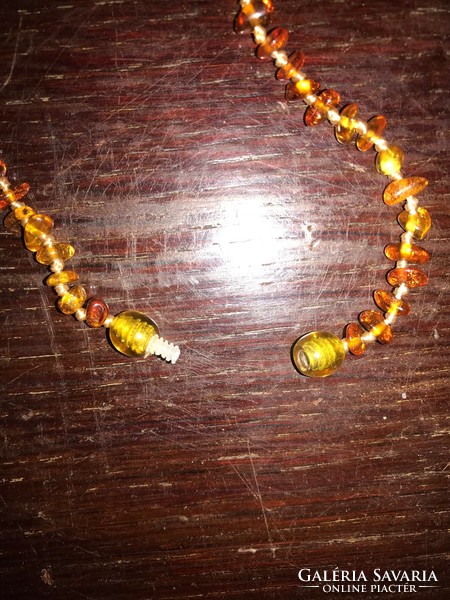 Children's amber necklace. New! The lock is also made of real amber. Length: 40 cm