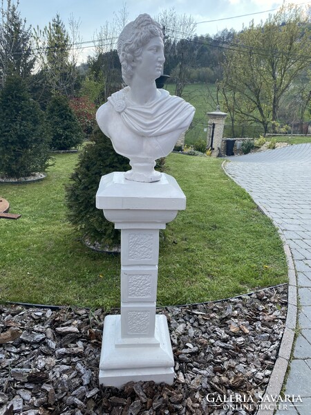 Outdoor bust of Apollo with pedestal 136cm