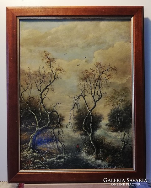 Classic winter landscape in a new frame (30 x 40, oil)