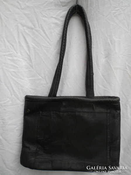 Bag - leather - painted wood - 39 x 27 + shoulder strap - 30 cm - elegant - exclusive - beautiful
