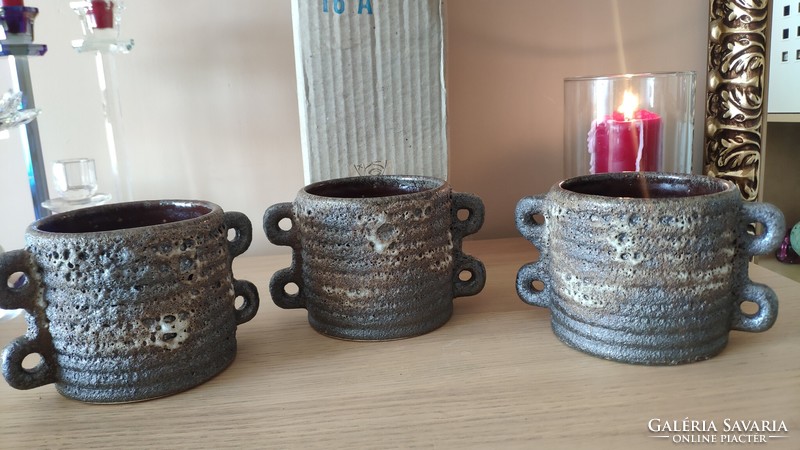 Lenyűgöző West-Germany Jopeko Paris Fat Lava kerámia váza 3 darab