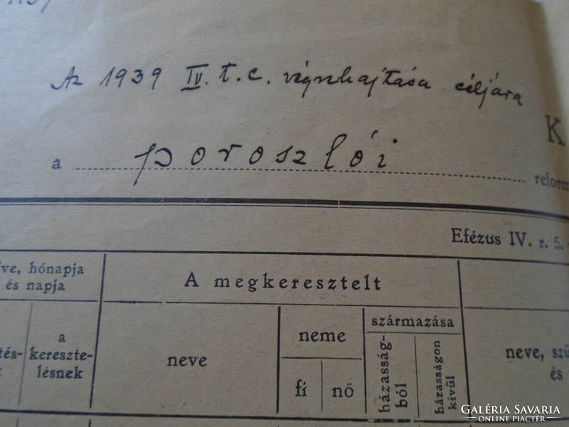Ad00007.10 Poroszló birth certificate 1939 gachal noble