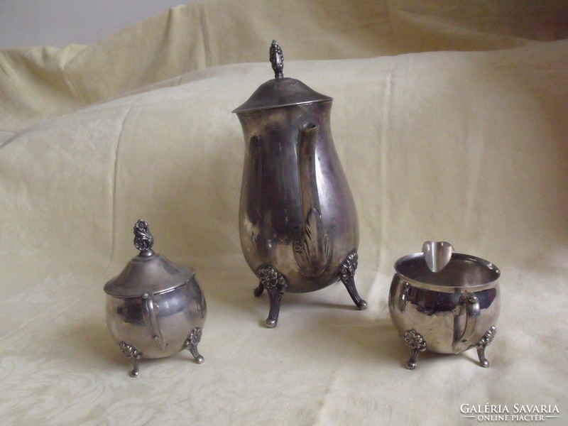 Baroque style old metal coffee pot milk pouring sugar holder