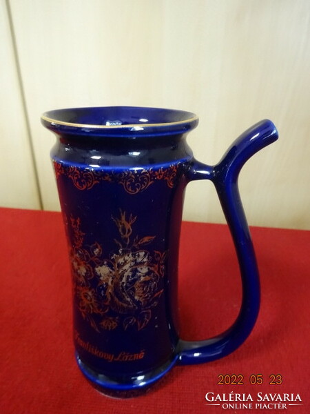 Victorian Czech porcelain, antique drinking glass, gold pattern on a cobalt blue background. He has! Jókai.