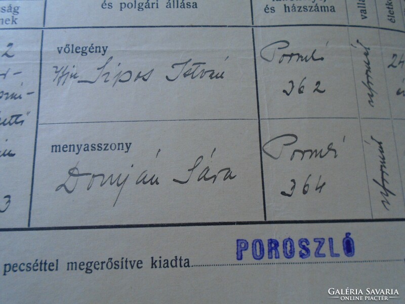 Ad00007.7 Poroszló marriage certificate 1942 domján sipos
