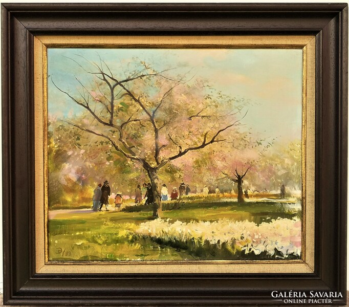 Deák b. Francis (1938-2004) Spring in the Park c. Painting with original guarantee!
