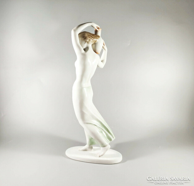 Herend, art deco lady with water jug hand-painted porcelain figurine, flawless! (J036)