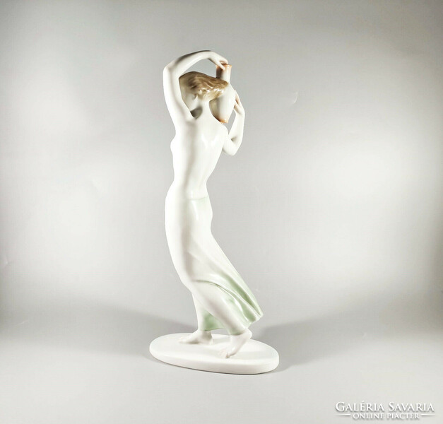 HERENDI, ART DECO HÖLGY VIZESKORSÓVAL KÉZZEL FESTETT PORCELÁN FIGURA, HIBÁTLAN! (J036)