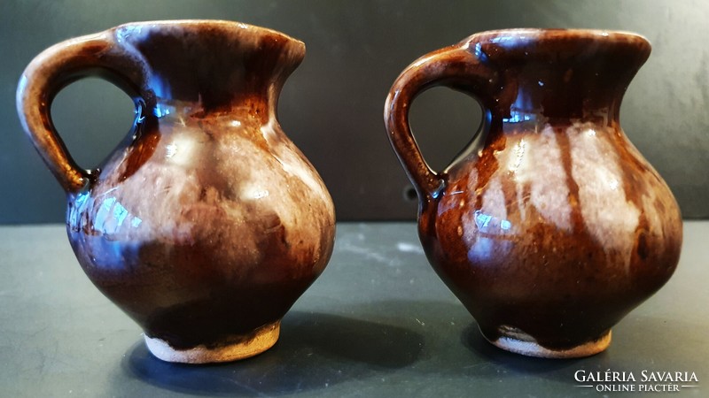 2 pcs. Small, bright, glazed ceramic jug and jug.