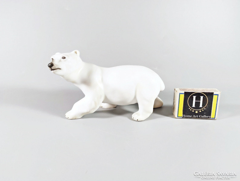Herend, cub polar bear 14 cm hand-painted porcelain figurine mcd, flawless! (J070)