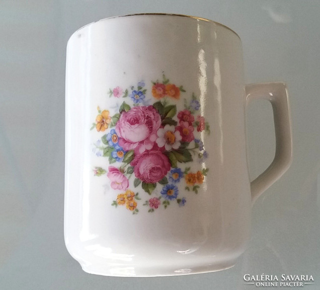 Old vintage zsolnay rosy floral porcelain mug 9 cm