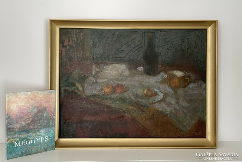 Oil painting by László Meggyes (1928-2003) 60x80 cm picture gallery + gift!