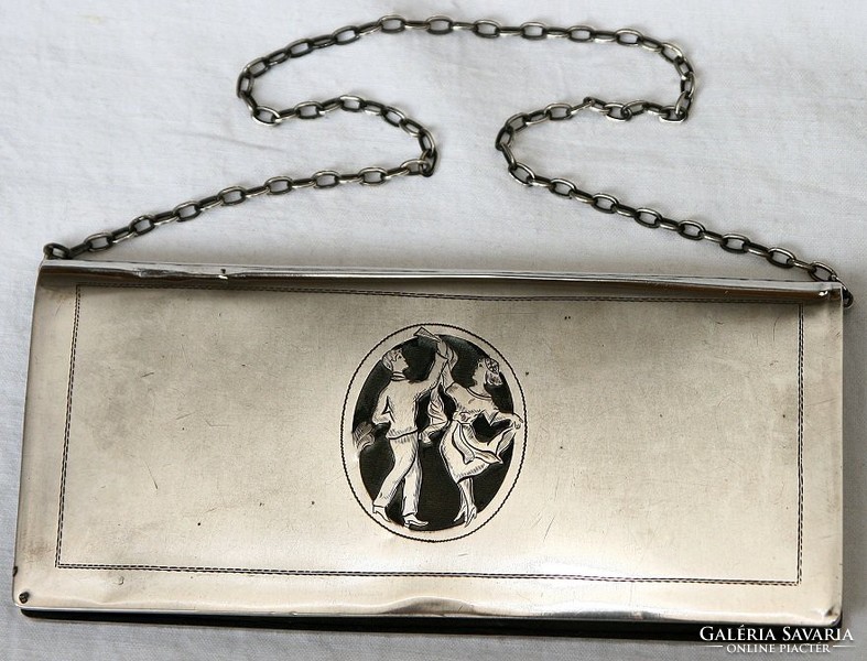 Antique Art Nouveau silver theatrical purse with original compartment lining