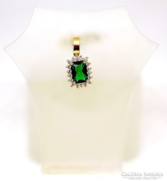 Gold pendant with green and white stones (zal-au108317)