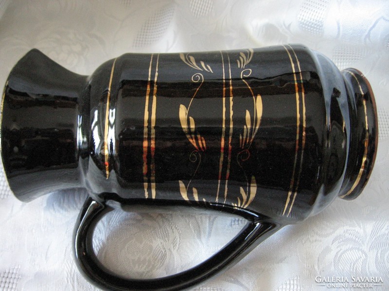 Retro dekoratív fekete-arany kerámia kancsó, váza
