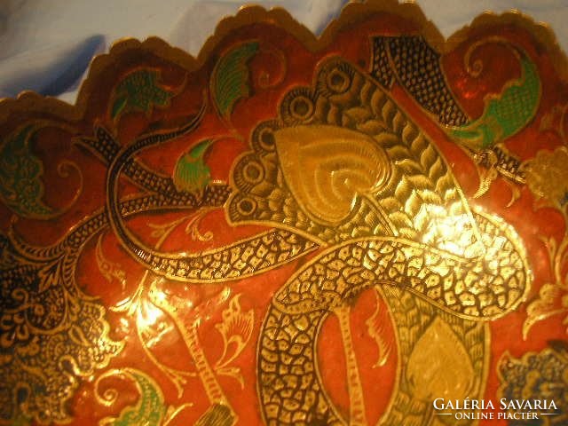 N15 antique fire enamel bird, leaf flower ornate table center rarity 20 x 10 cm free of charge