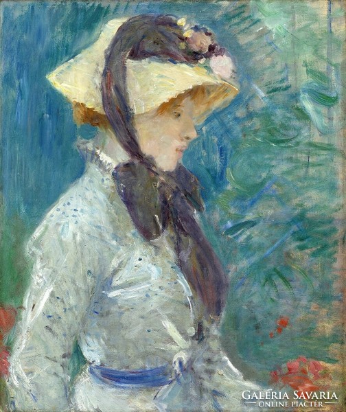 Berthe Morisot - Lány szalmakalapban - vászon reprint vakrámán