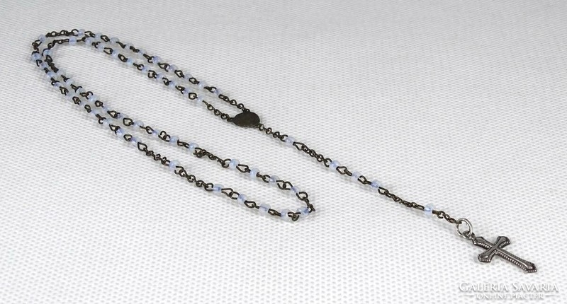 1J048 old marked silver mary garland rosary