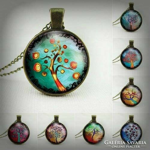 Bronze tree of life with glass lens amulets