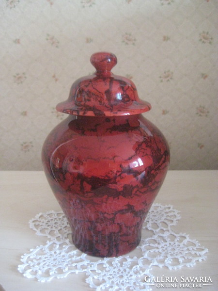Zsolnay , fedeles váza  , hibátlan  , gyönyörű , márványos , labradoros színekkel  , 18 cm