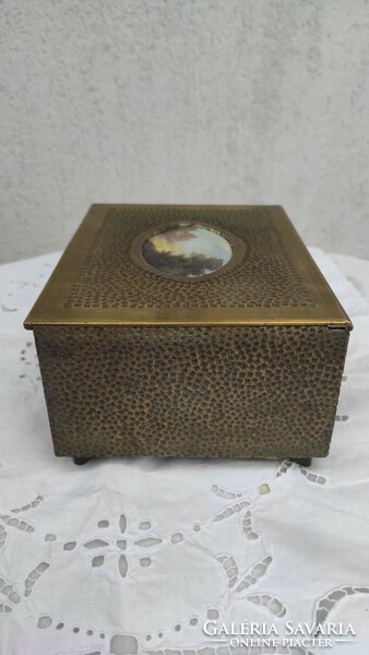 Art deco, Art Nouveau copper jewelry collection box box painting on top! 2: Weight kg