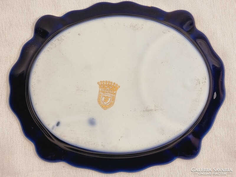 Cenicero en porcelana francesa marca limoges cobalt blue gold patterned ashtray