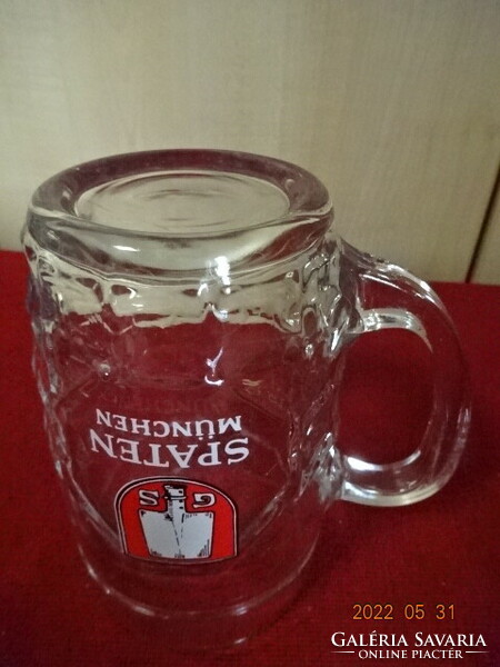 Glass beer mug with gs spaten munich inscription. He has! Jókai.