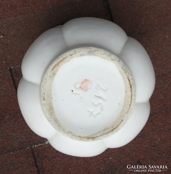 Antik porcelán kaspó - virágkehely alakú virágtartó - jelzett
