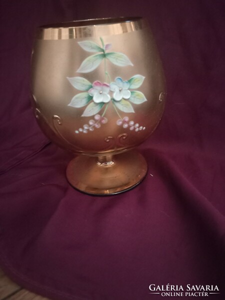 Very rich gilded enamel painted antique stemmed glass cup