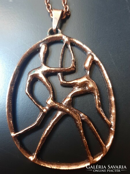 Contemporary craft copper pendant with chain