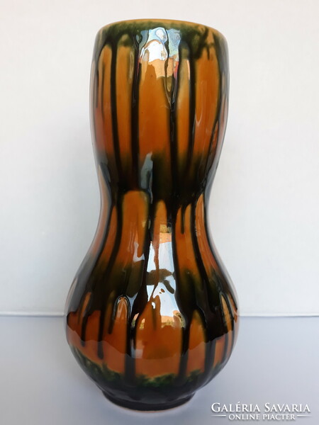 Retro Tófej kerámia váza ritka folyatott mintával