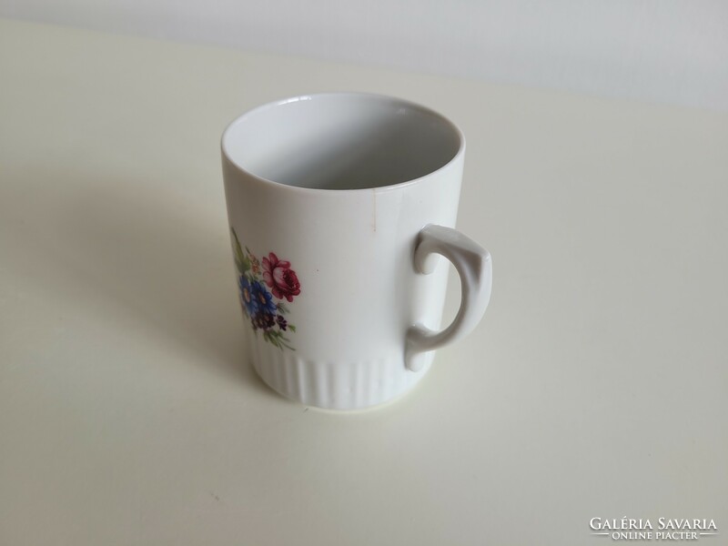 Régi Zsolnay porcelán bögre virágos népi teás csésze