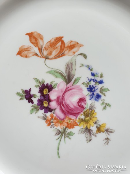 Régi vintage 30 cm es Bohemia porcelán virágos kínáló tányér