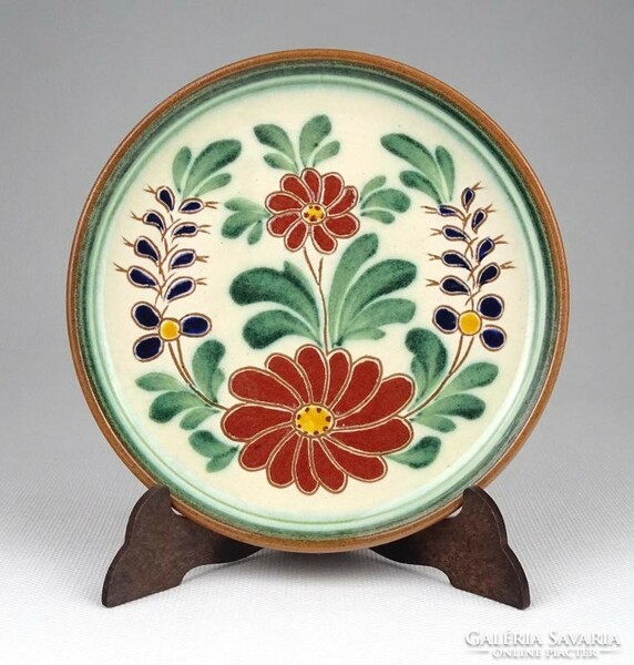 1J108 marked folk motif glazed ceramic plate decorative plate 13.5 Cm