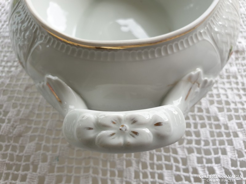 Régi Schlaggenwald porcelán vintage virágos főzelékes köretes tál