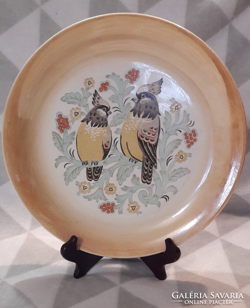 Large bird faience decorative plate, porcelain bowl (l2402)