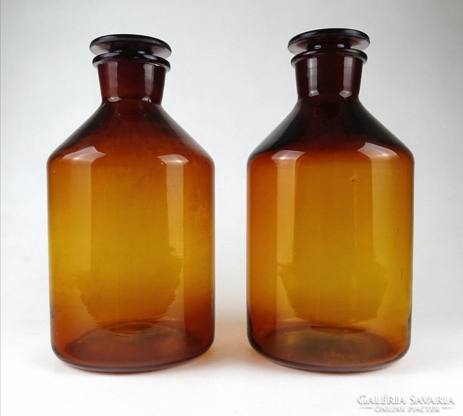 1I507 Régi nagyméretű barna gyógyszertári patika üveg pár 29.5 cm
