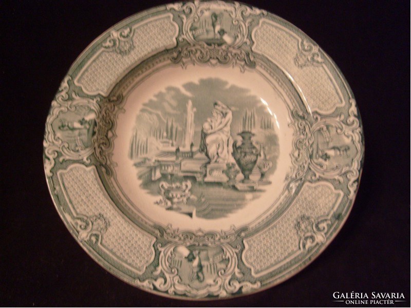 Showcase English Greek mythological scene wonderful faience deep plates in one 23.5 cm 3-piece