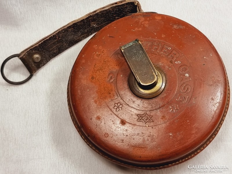 Railway measuring tape. Old measuring tape. Leather case. In rare condition, rare collection